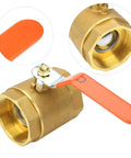 Heavy Duty Brass Ball Valve Two Inch Smooth Pass Minimal Drag Shut Off Handle For Plumbing Gas Pipes And Water Hookups Rust Proof Hardware, orange handle view.