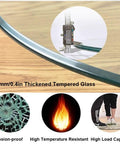 10mm thickened tempered glass edge showing durability for Heavy Duty 43 Inch Lazy Susan Turntable Crafted From Ultra Thick Tempered Glass With Rock Solid Aluminum Base Silent Smooth Glide Rotation Built For Round Dining Tables Kitchen Serving Tray.