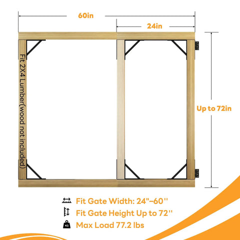 Heavy Duty Anti Sag Gate Kit With Right Opening Latch And Adjustable Brackets For Wooden Fence Or Patio Fits 24 To 60 Inches Wide Works With 2x4 Lumber No Wood Included