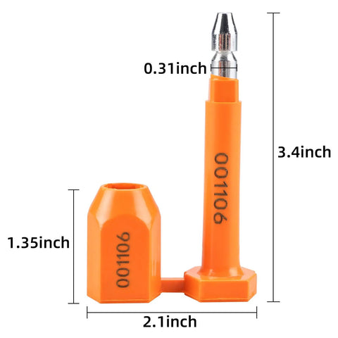 Rock Solid Shipping Container Bolt Seals 100 Pack Orange Steel Core Locks With Dead Simple Progressive Numbering for secure cargo locking