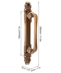 Front view of European Antique Zinc Alloy Door Handle For Cabinets And Drawers Wardrobes And Furniture Hardware, with size dimensions.