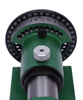 Top view of Rock Solid One Eighth Inch 5C Collet Indexing Spin Jig, showing dials for precise angle adjustments.