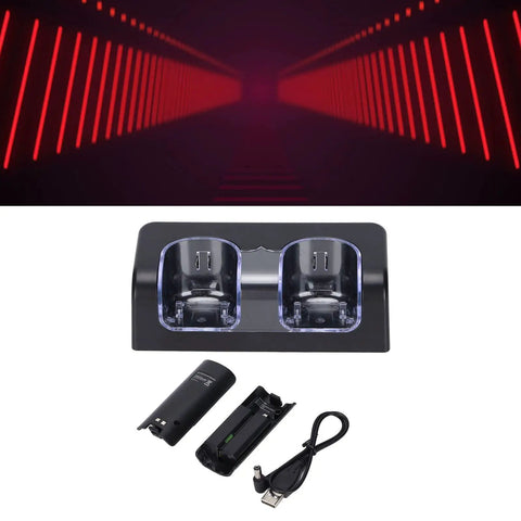 Dope Dual Charging Dock For Game Controllers Fast Safe Dual Charge Station with power cord in black, front view