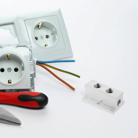 Multi Port Air Distribution Manifold T Type Air Flow Junction Block 2 Port 4 Hole Compact Pneumatic with Bracket