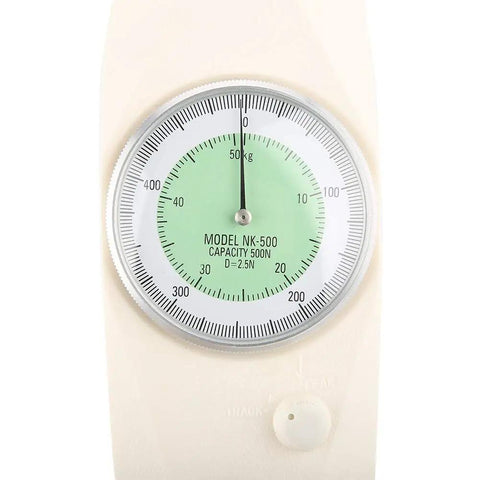 Handheld 500N Analog Dynamometer Force Tester For Electronics Hardware And Auto Parts A Go To Push Pull Meter With Easy Grip Operation And Mounting Options, close-up dial