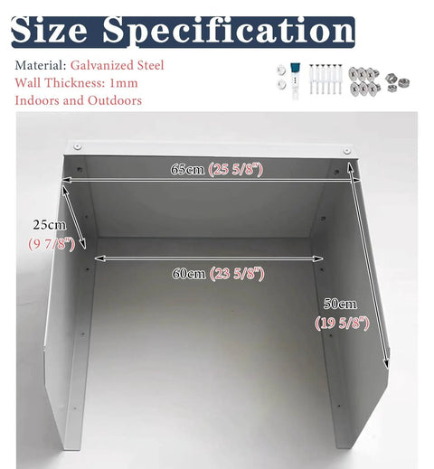 Built Like A Tank EV Charger Cover With Magnetic Wall Mount Durable Acrylic Weather Seal size specifications chart on galvanized steel.