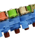 Quad Water Valve Replacement For GE Washer WH13X26637 showing four colored inlet ports