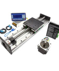 Nema34 Stepper Motor Powered Dual Rail Ball Screw Linear Actuator Slide Table with motor, controller, and accessories setup.
