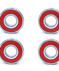 Four Piece 6203 Nse Ball Bearings Chrome Steel Core For Water Pumps And High Speed Motors C3 Clearance Slick Red Finish, close-up view.