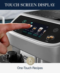 Silver Automatic Espresso Machine With Built In Milk Frother And One Touch Brewing System For Killer Shots And Creamy Lattes And Fresh Iced Coffee Top Shelf Sips No Fuss touch screen display for one-touch recipes.