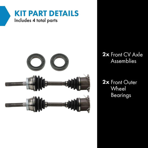 Front CV Axle Assemblies And Front Outer Wheel Bearings Kit For 1999-2004 Nissan Frontier And 2000-2004 Xterra 4WD, 4 Piece Replacement Set For A DIY-Friendly Front End Upgrade
