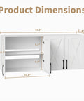 Product dimensions of Works Like A Charm Farmhouse Wall Cabinet With Four Soft Close Barn Doors And Three Adjustable Shelves.