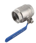 Badass 304 Stainless Steel Ball Valve Two Piece Full Port 2 Inch Female Thread for plumbing projects with blue handle