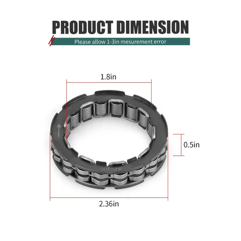 Bombproof Clutch Hub One Way Bearing Fits Yamaha Big Bear Kodiak Grizzly Rhino Wolverine Viking dimensions 2.36in x 1.8in x 0.5in