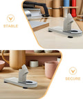 Heavy Duty Plastic Glue Stick Organizer Stand With Deep Trenches For Hot Melt Adhesive Pens on wooden desk with tools in background.