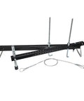 Heavy Duty Three Point Engine Support Bar With Adjustable Screw Hooks Real Deal Transverse Support Tool showing black steel frame and hooks.
