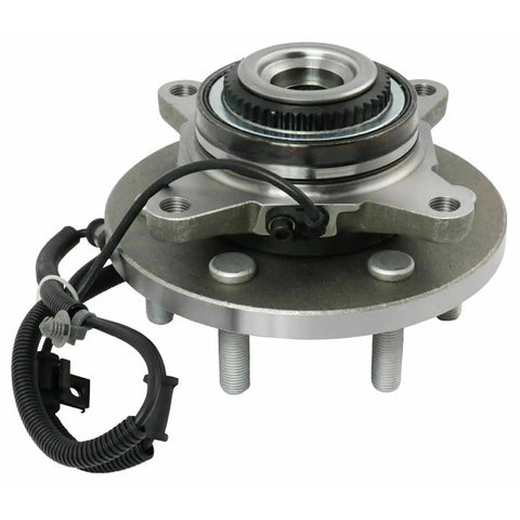 Tough As Nails Front Wheel Hub Bearing Assembly 2 Piece Set With Hassle Free Abs Sensor For Ford Expedition close-up view with ABS wiring.