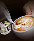 Retro Semi Automatic Espresso Maker Featuring 15 Bar Pump And Heavy Duty Stainless Steel Body With Built In Milk Frother Plus Complete Cappuccino Kit showing latte art