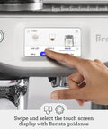 Automatic Espresso And Cold Brew Coffee Maker Featuring Touch Display Auto Milk Frothing Wand For Silky Microfoam And Next Level Latte Art Noir Kitchen Game Changer touch screen interface and hand selecting options.