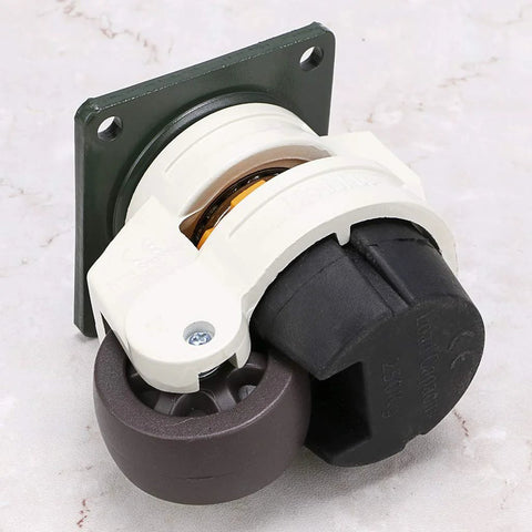 Four Piece Leveling Casters For Workbenches With Nylon Wheels And Rubber Feet Retractable Caster Set Load Up To 2200 Lbs Each Easy Height Adjustment With Knob