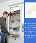 Man repairing window blinds using No Sweat 40 Pack Shutter Repair Pins Spring Loaded Plastic Louver Replacement Kit.
