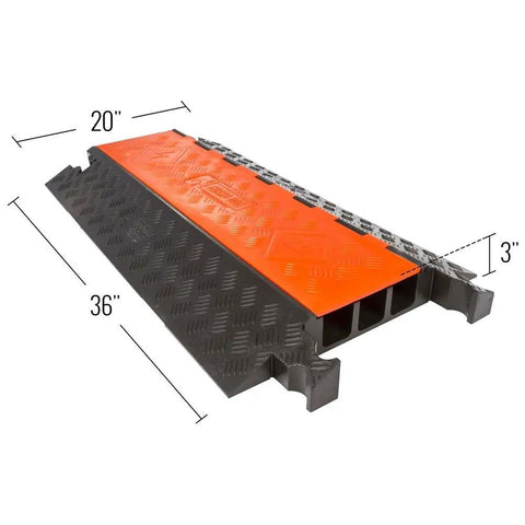 Three Channel High Profile Drive Over Cable Protector For Heavy Duty Loads Up To 28,420 Pounds With Polyurethane Construction