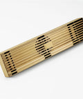 Heavy Duty Rectangular Shower Drain Tile Insert Grate Stainless Steel Removable Hair Catcher Filter in brushed gold finish.