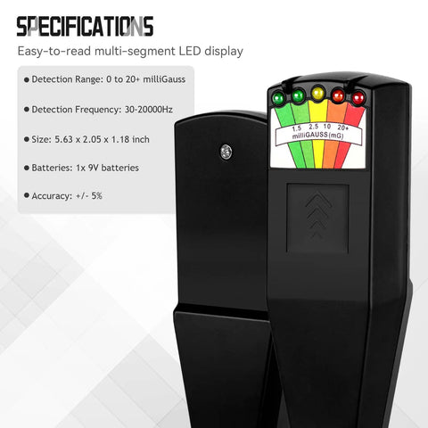 Handheld EMF Meter For Ghost Hunting With LED Display, Paranormal Detector And Electromagnetic Field Sensor, black design