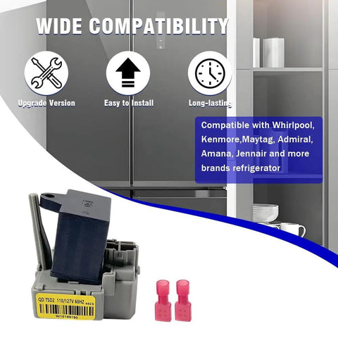 Whirlpool Compatible Refrigerator Start Relay Replacement W10197428 W10128795 TSD2 12VF with connectors