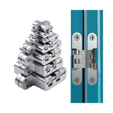 Hidden Gate Hinge Set Two Heavy Duty Stainless Steel Concealed Hinge with 180 Degree Swing and Invisible Barrel Design