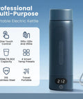On The Go Travel Electric Kettle Compact Mini Water Boiler 316 Stainless Steel Interior 16.9 Oz Capacity Four Temperature Settings Fast Boil Auto Shut Off Boil Dry Protection Blue Spruce Finish