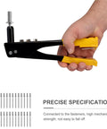 Hand holding rivet gun with stainless steel blind rivets set for Stainless Steel Blind Rivets 50 Pcs Smooth Head Permanent Fasteners