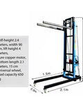 Rock Solid Steel Material Lift Table Heavy Duty Brick Elevator And Duct Panel Hoist With Swivel Casters, 2.4m high, for lifting heavy loads.