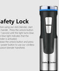 Cordless Immersion Hand Blender 3 In 1 With Whisk And Milk Frother No Cord Hassle 8 Speed Emulsion Mixer safety lock feature