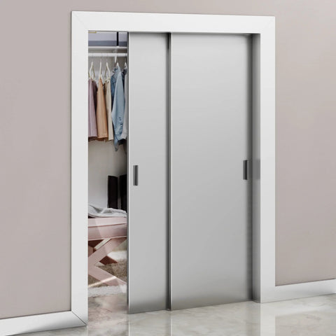 Sliding door with Self Adhesive Edge Finger Pull Door Handle Set Two Pack For Glass Wood Metal And Plastic Surfaces, drill-free install