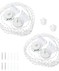 Top Tier Roller Shade Repair Kit Featuring Built Tough Metal Brackets And Smooth Pull Cord Chains For Plug And Play Installation And Serious Window Treatment Upgrades In Classic White components including chains and brackets.
