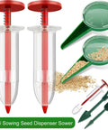 Six Piece Mini Seed Dispenser Set Handheld Seed Planter Tools For Precise Planting In Gardens And Lawns Includes Dibber And Widger