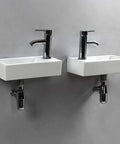 Wall Hung Cloakroom Basin Sink Small Rectangle Ceramic Wash Basin White High Gloss Finish Right Hand Tap Hole