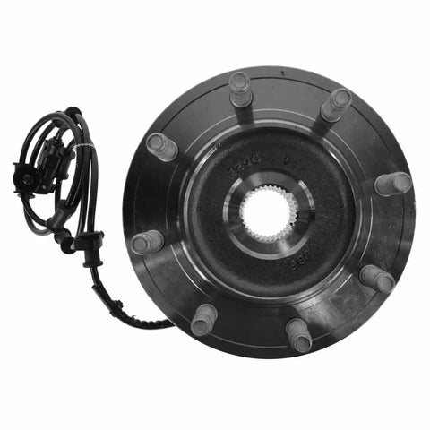 Heavy Duty Front Wheel Bearing And Hub Assembly Direct Replacement For 4WD Trucks And Suv top view showing mounted bolts and wiring.
