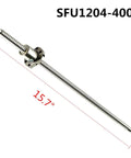 Pro Grade Cnc Linear Guide Rail Kit Sbr12-400 Paired With Sfu1204-400Mm Ball Screw showing 15.7" polished steel component