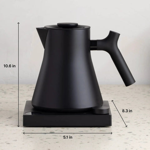 Side view of Corvo EKG Pro Electric Tea Kettle With Precise Temperature Control Quick Heat Scheduling And Built In Brew Timer Matte Black