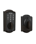 Camelot Touch Deadbolt With Keyless Entry Quick Setup With 2 Pre Programmed Codes And Room For Up To 19 Codes Aged Bronze Finish