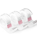 Slick Matte Finish Invisible Tape With Dispenser, Solid 3 Pack Of Translucent Adhesive Rolls for easy sealing tasks.