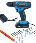 Heavy Duty Cordless Drill Set With 21V Rechargeable Battery And Brushless Motor delivers a strong punch with various drill bits.