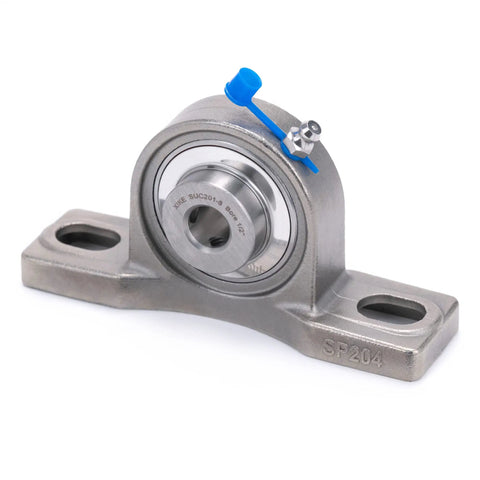 Heavy Duty Rig 2 Pack 445C Stainless Steel Pillow Block Bearings with Self Aligning 1/2 Inch Bore and blue seal cap.