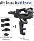 3 Inch Universal Swivel Base Table Vise With 360 Degree Rotation Portable Bench Clamp showing rubber gaskets