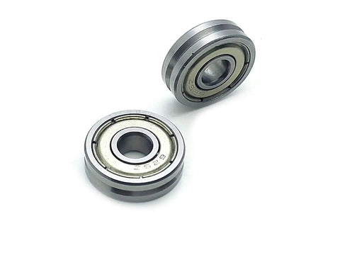 Two 10 Pack V625ZZ V Groove Guide Pulley Ball Bearings Chrome Steel 5X16X5 mm showcasing a sleek design for smooth motion control.