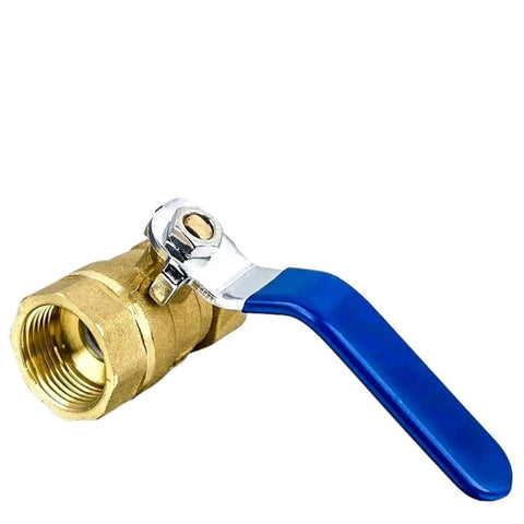 Heavy Hitter Brass Bsp Thread Ball Valve With Lever Handle Leakproof Copper Plumbing Tap Fitting three eighth size view with blue handle.
