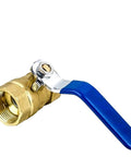 Heavy Duty 1 1/4 Inch Solid Brass Ball Valve With Sturdy Lever Handle And BSP Threads Leak Proof Design For Copper Pipes Works Like A Charm Fast Flow Control Pro Plumbing Gear, showing blue handle and brass body.
