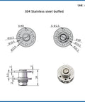 Front view of 360-degree disk-damping hinge with hidden rotation, stainless steel, 6 N.m torque, 1 pc